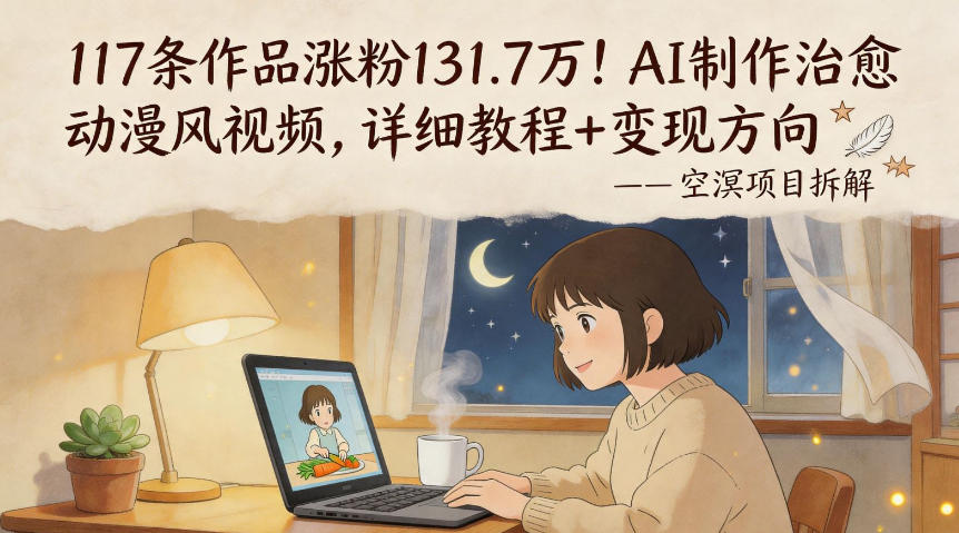 117条作品涨粉131.7W！AI制作治愈动漫风视频，详细教程+变现方向-小行网创