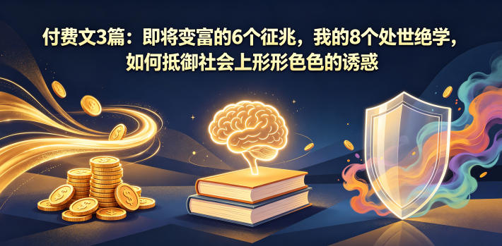 付费文3篇:即将变富的6个征兆,我的8个处世绝学,如何抵御社会上形形色色的诱惑-小行网创
