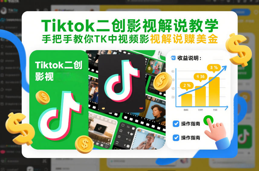 Tiktok二创影视解说教学，手把手教你TK中视频影视解说賺美金(更新26年1月)-小行网创