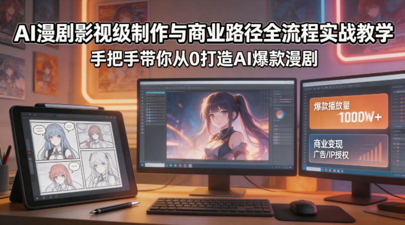 AI漫剧影视级制作与商业路径全流程实战教学，手带你从0打造AI爆款漫剧-小行网创