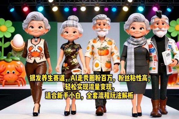 银发养生赛道,AI走秀圈粉百万,粉丝粘性高,轻松实现流量变现,适合新手小白,全套流程玩法解析-小行网创