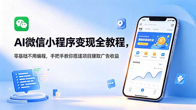 AI微信小程序变现全教程,零基础不用编程,手把手教你搭建项目赚取广告收益-小行网创