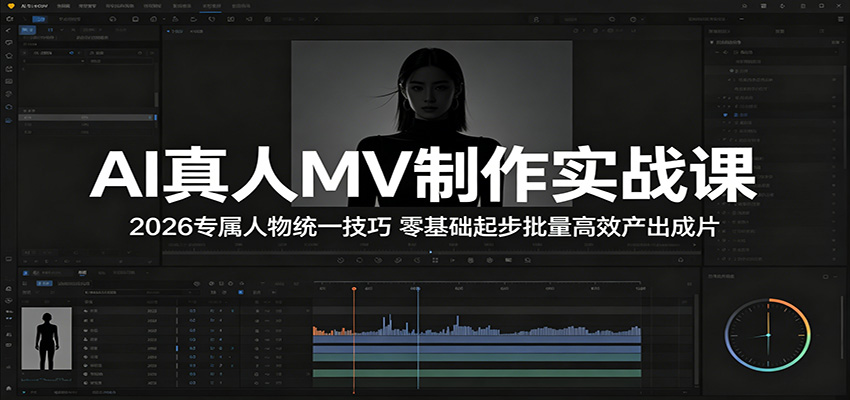 AI真人MV制作实战课:2026专属人物统一技巧,零基础起步批量高效产出成片-小行网创