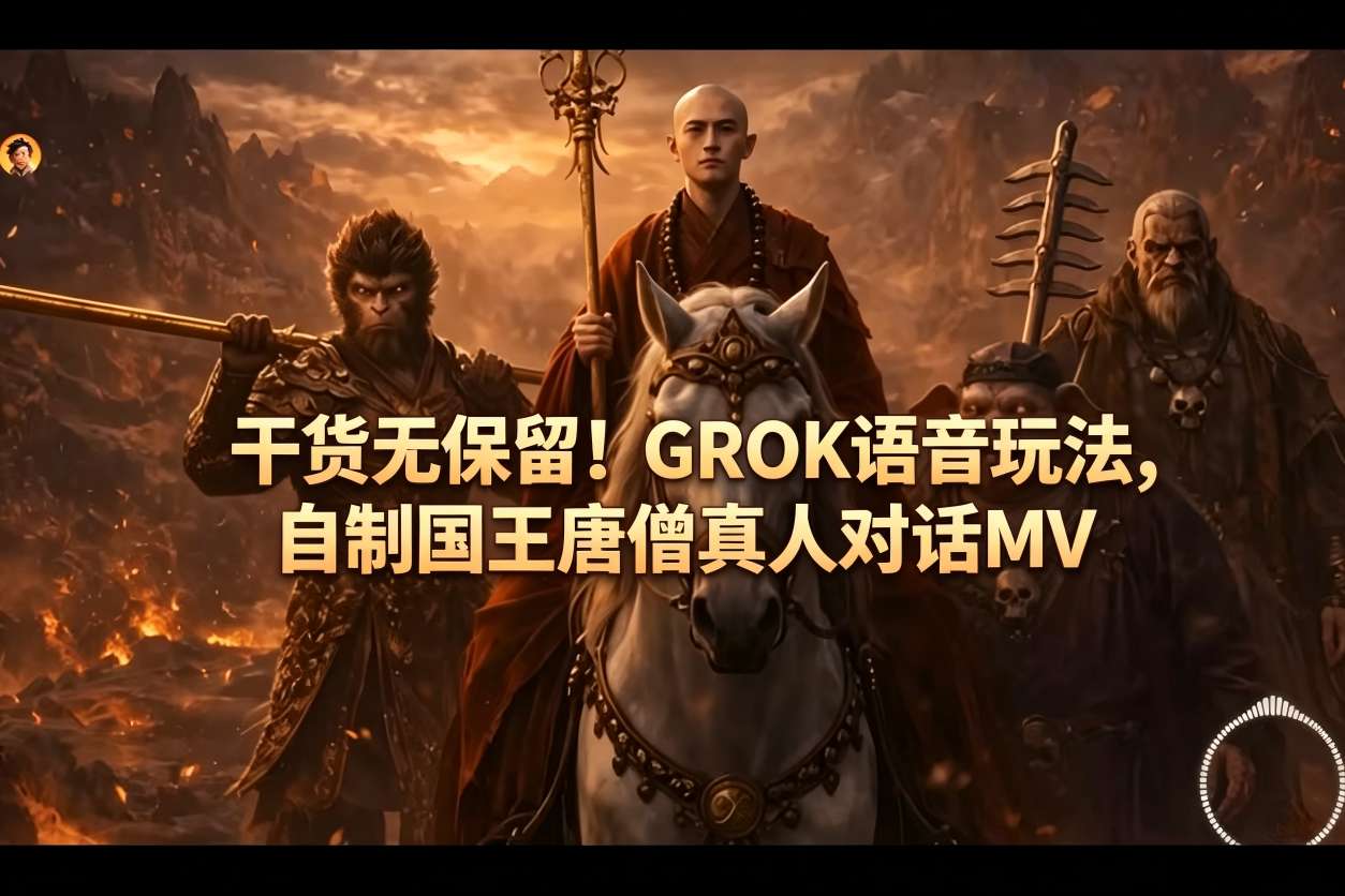 干货无保留！GROK语音玩法，自制国王唐僧真人对话MV-小行网创