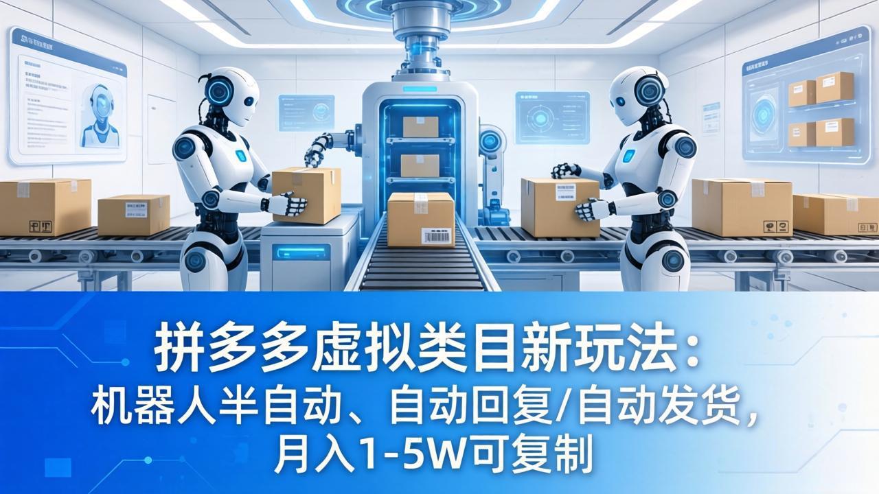 拼多多虚拟类目新玩法：机器人半自动、自动回复 /自动发货，月入 1-5W 可复制-小行网创