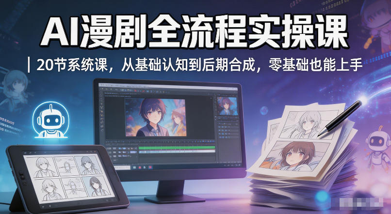 AI漫剧全流程实操课｜20节系统课，从基础认知到后期合成，零基础也能上手-小行网创
