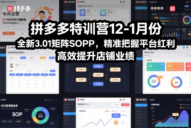 拼多多特训营12-1月份，全新3.01矩阵Sop，精准把握平台红利，高效提升店铺业绩-小行网创