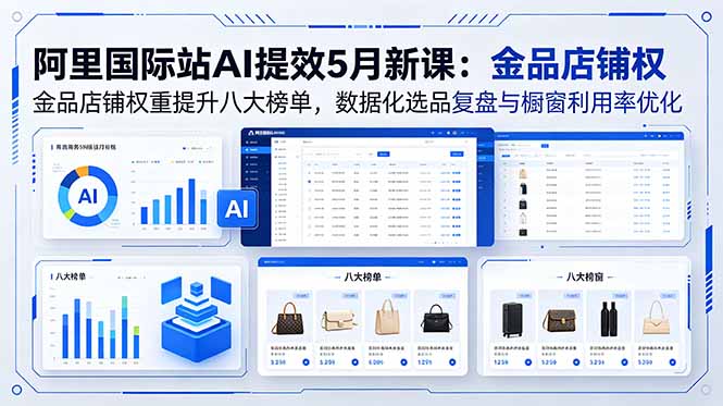 阿里国际站AI提效5月新课:金品店铺权重提升八大榜单,数据化选品复盘与橱窗利用率优化-小行网创