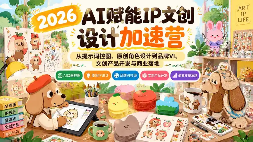 2026AI赋能IP文创设计加速营：从提示词控图、原创角色设计到品牌VI、文创产品开发与商业落地-小行网创
