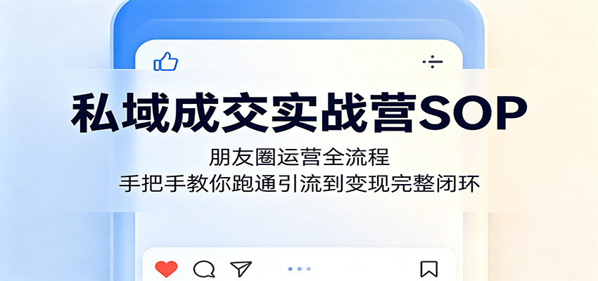 私域成交实战营SOP:朋友圈运营全流程,手把手教你跑通引流到变现完整闭环-小行网创
