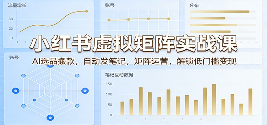 小红书虚拟矩阵实战课:AI选品搬款,自动发笔记,矩阵运营,解锁低门槛变现-小行网创
