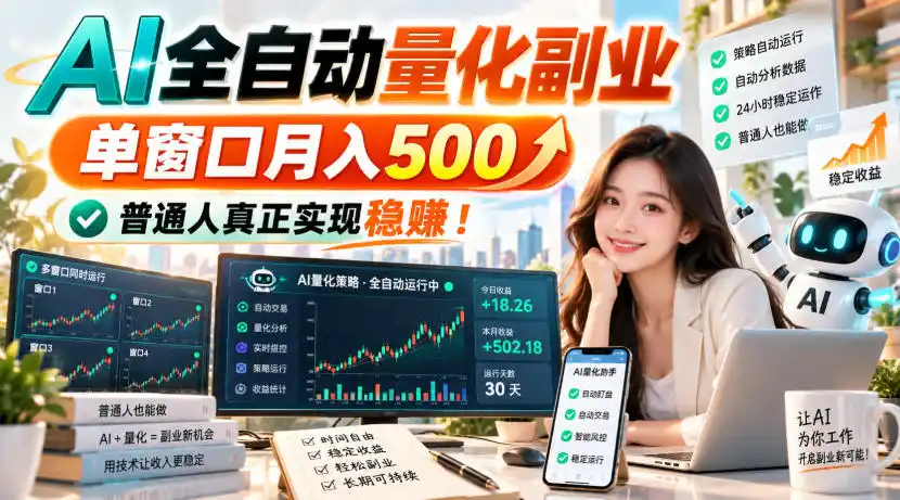 AI全自动量化副业,单窗口月入500,普通人真正实现稳賺!【揭秘】-小行网创