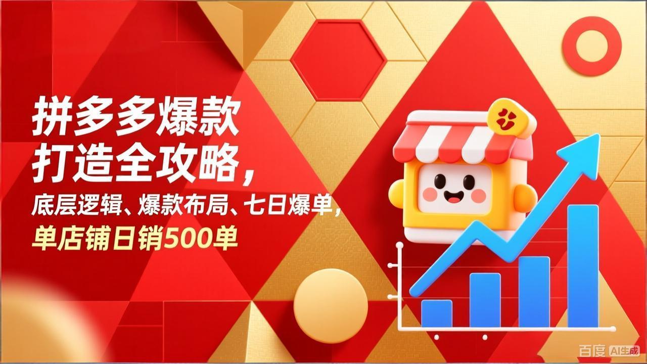拼多多爆款打造全攻略，底层逻辑、爆款布局、七日爆单，单店铺日销500单-小行网创