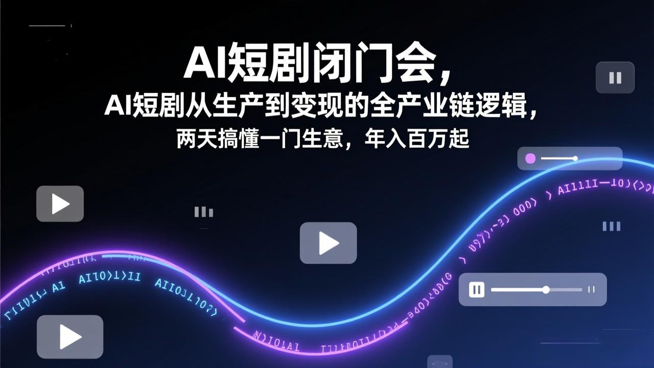 AI短剧闭门会，AI短剧从生产到变现的全产业链逻辑，两天搞懂一门生意，年入百万起-小行网创