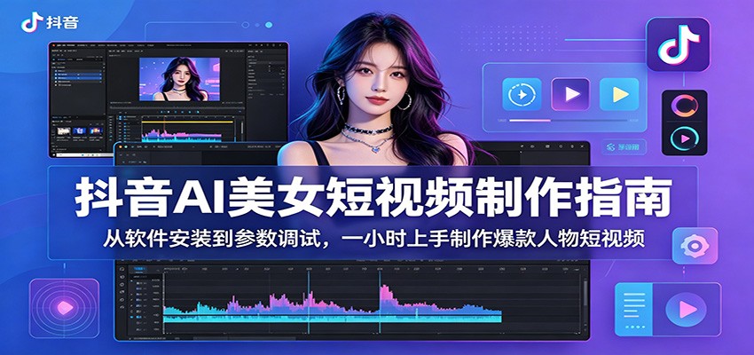 抖音AI美女短视频制作指南：从软件安装到参数调试，一小时上手制作爆款人物短视频-小行网创