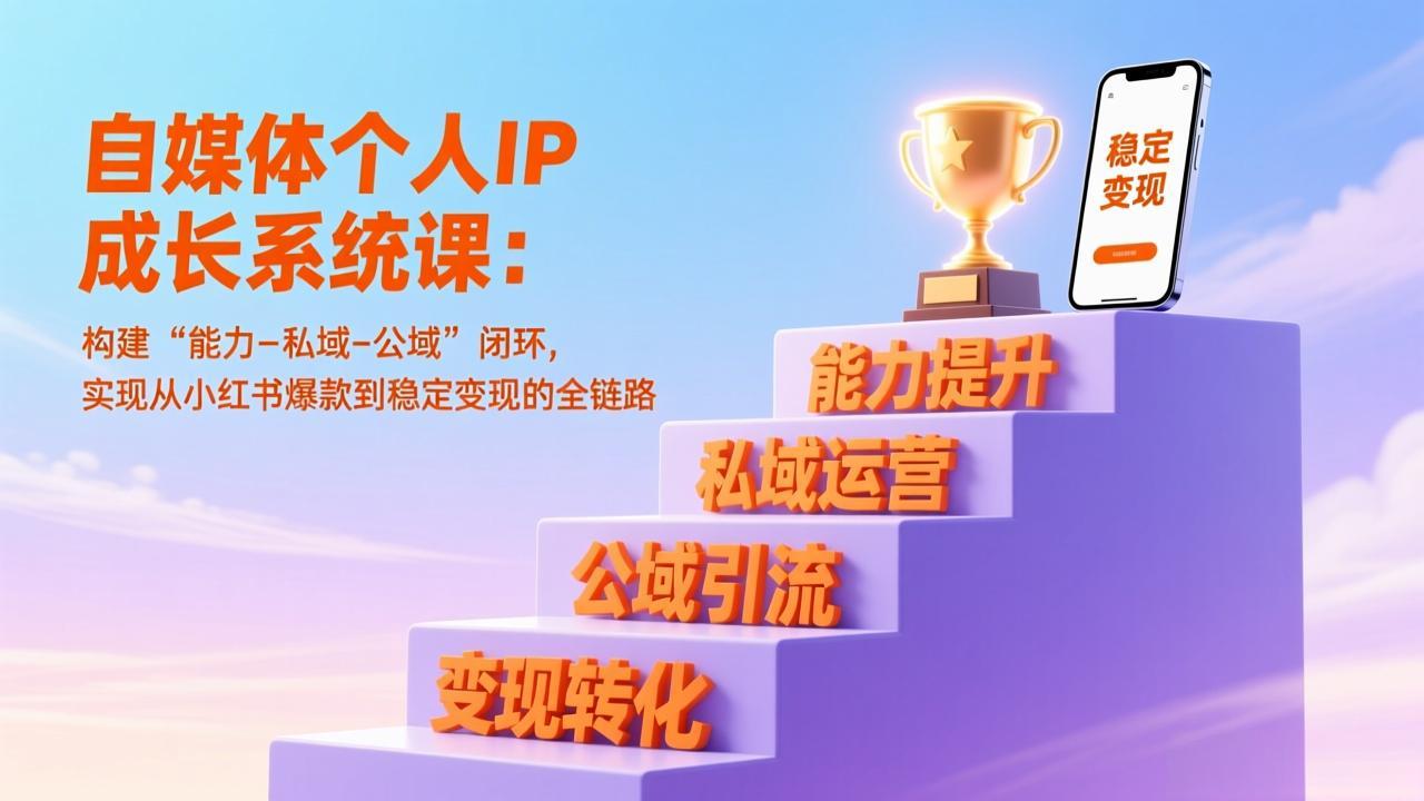 自媒体个人IP成长系统课：构建“能力-私域-公域”闭环，实现从小红书爆款到稳定变现的全链路-小行网创