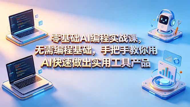 零基础AI编程实战课-更新,无需编程基础,手把手教你用AI快速做出实用工具产品-小行网创