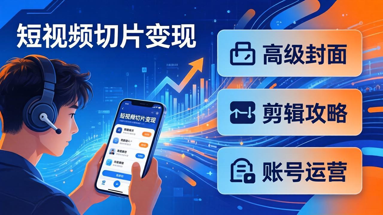短视频切片变现速成班2.0：高级封面+剪辑攻略+账号运营，0基础小白快速入局副业-小行网创