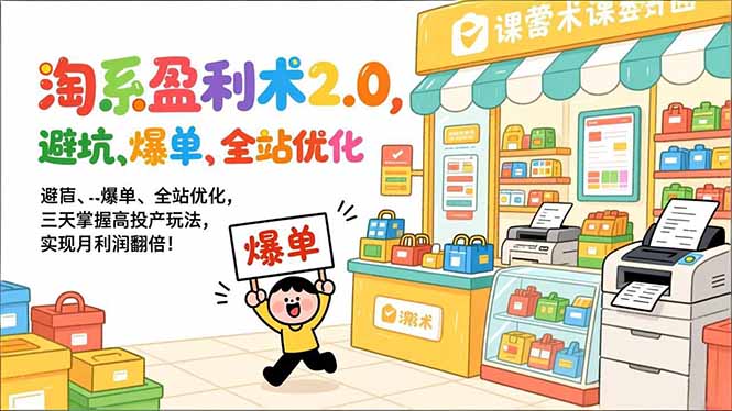 淘系盈利术2.0,避坑、爆单、全站优化,三天掌握高投产玩法,实现月利润翻倍!-小行网创