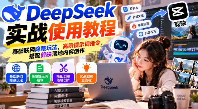 DeepSeek实战使用教程｜基础联网隐藏玩法，高阶提示词指令，搭配剪映落地内容创作-小行网创