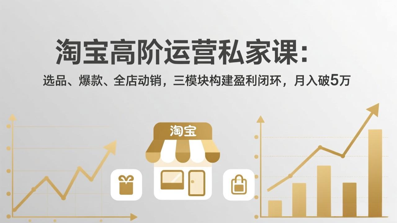 淘宝高阶运营私家课：选品、爆款、全店动销，三模块构建盈利闭环，月入破5万(更新26年2月-小行网创