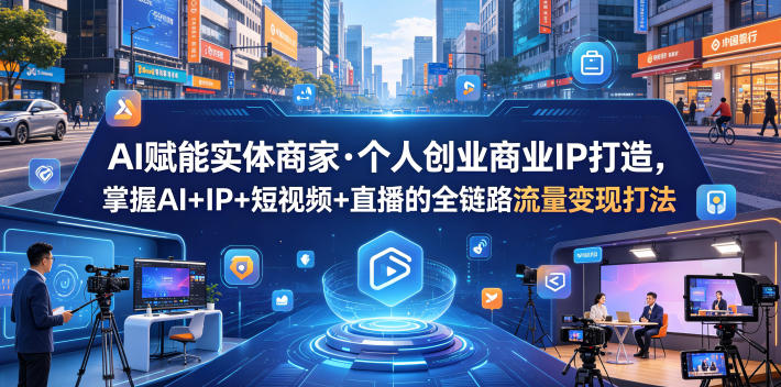 AI赋能实体商家·个人创业商业IP打造,掌握AI+IP+短视频+直播的全链路流量变现打法-小行网创