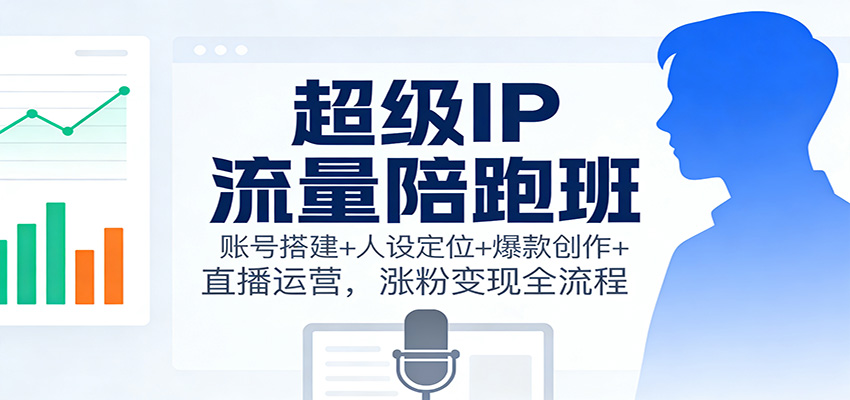 超级IP流量陪跑班：账号搭建+人设定位+爆款创作+直播运营，涨粉变现全流程-小行网创