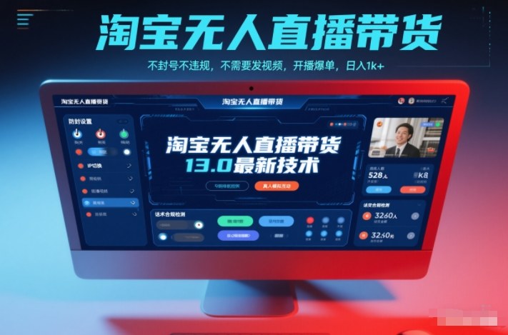 淘宝无人直播带货13.0最新技术,不封号不违规,不需要发视频,开播爆单,日入1k+【揭秘】-小行网创