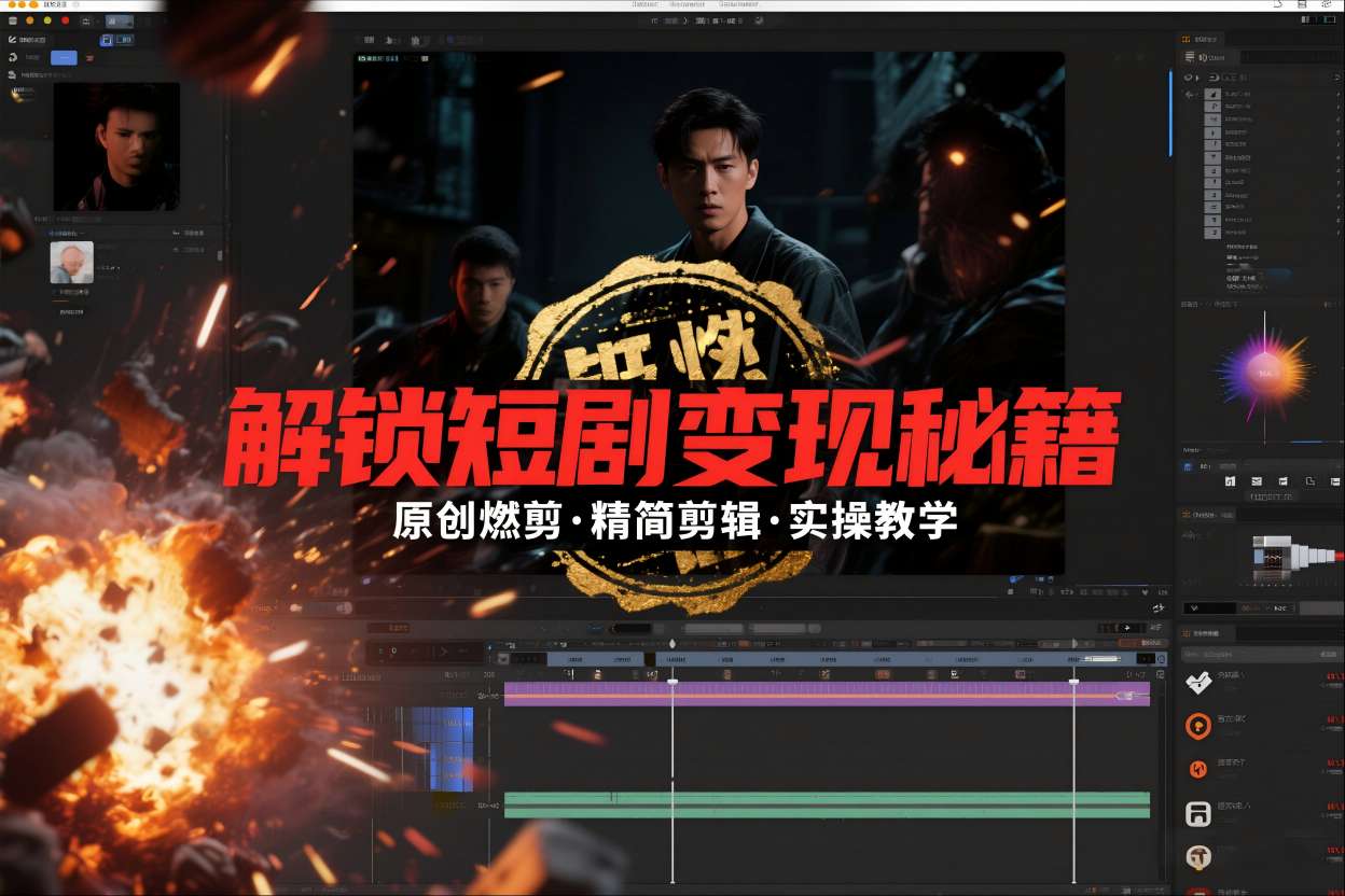 短剧拉新之原创燃剪精简剪辑实操课，解锁短剧变现秘籍-小行网创