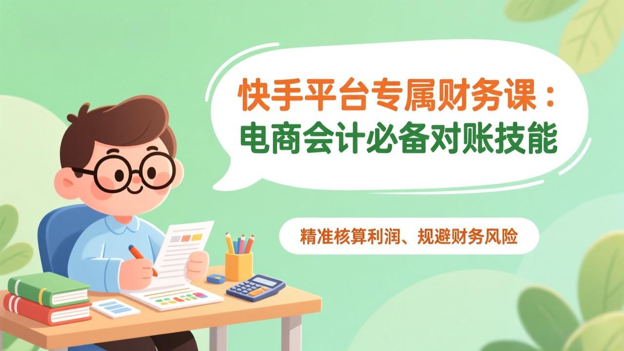 快手平台专属财务课：电商会计必备对账技能，精准核算利润、规避财务风险-小行网创