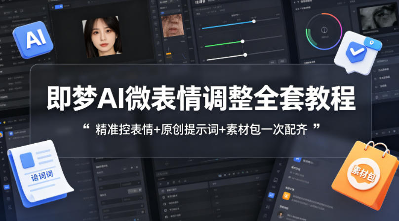 即梦AI微表情调整全套教程，精准控表情+原创提示词+素材包一次配齐-小行网创