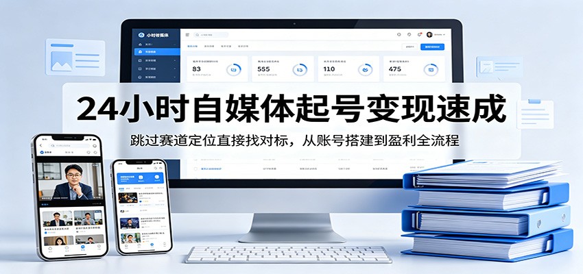 24小时自媒体起号变现速成，跳过赛道定位直接找对标，从账号搭建到盈利全流程-小行网创