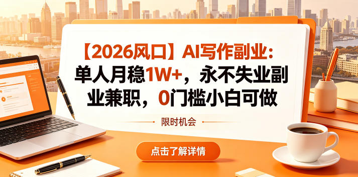 【2026风口】AI写作副业:单人月稳1W+,永不失业副业兼职,0门槛小白可做【揭秘】-小行网创