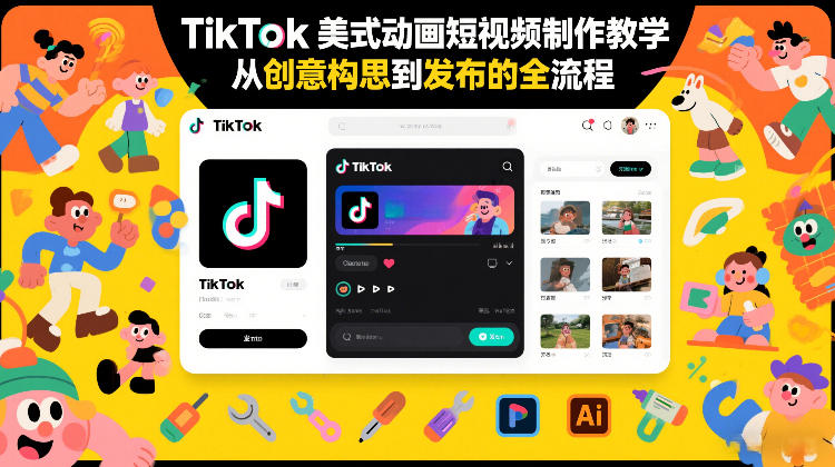 TikTok美式动画短视频制作教学，从创意构思到发布的全流程-小行网创