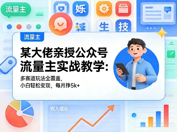 某大佬亲授公众号流量主实战教学：多赛道玩法全覆盖，小白轻松变现，每月多挣5k+-小行网创