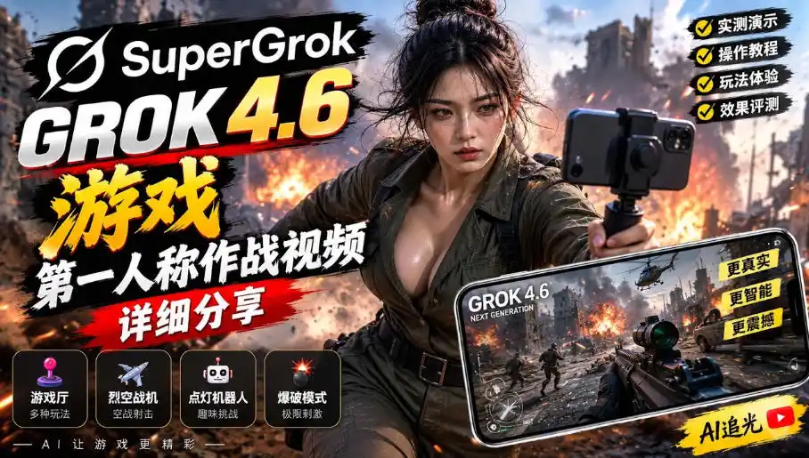 Grok 4.6也能做游戏?第一人称作战视频实测|玩法详细讲解-小行网创