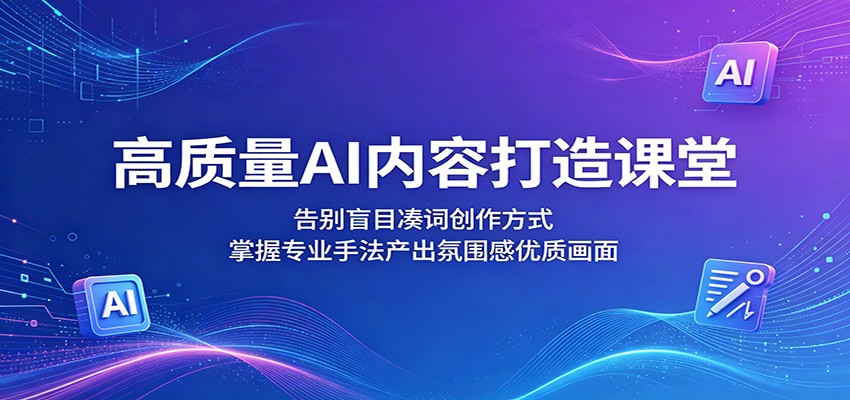 高质量AI内容打造课堂:告别盲目凑词创作方式,掌握专业手法产出氛围感优质画面-小行网创