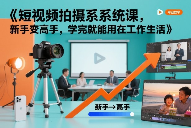 短视频拍摄系统课，新手变高手，学完就能用在工作生活-小行网创