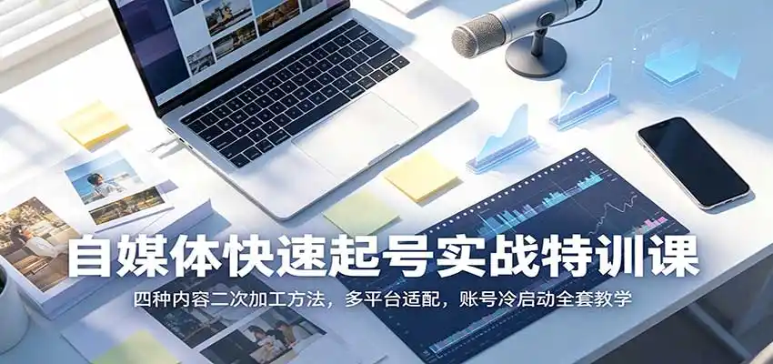 自媒体快速起号实战特训课：四种内容二次加工方法，多平台适配，账号冷启动全套教学-小行网创