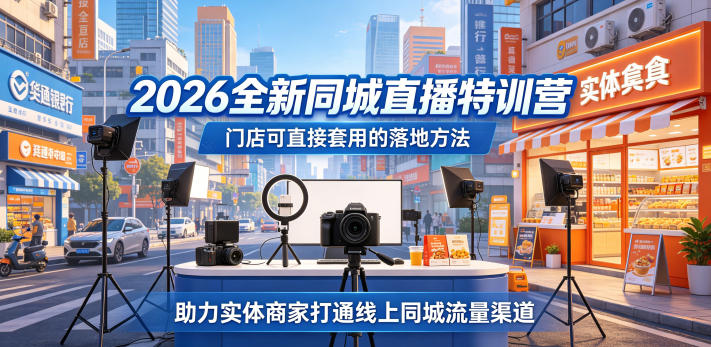 2026全新同城直播特训营,门店可直接套用的落地方法,助力实体商家打通线上同城流量渠道-小行网创