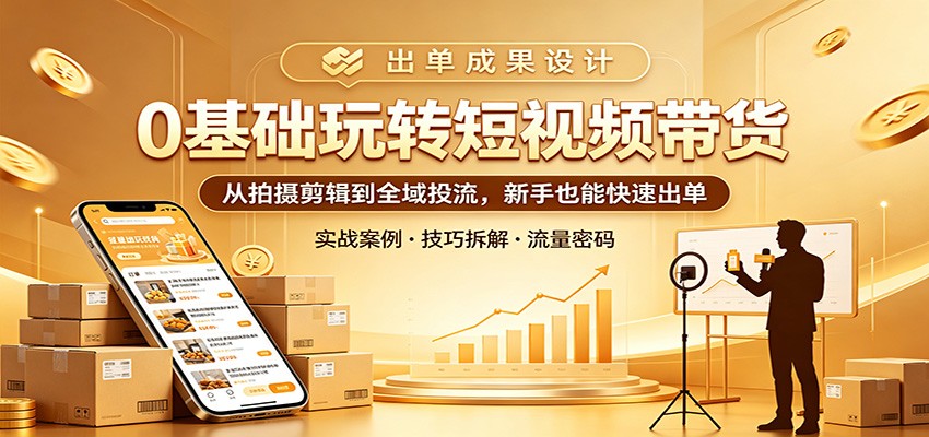 0基础玩转短视频带货：从拍摄剪辑到全域投流，新手也能快速出单-小行网创