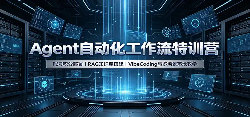 Agent自动化工作流特训营:账号积分部署,RAG知识库搭建,VibeCoding与多场景落地教学-小行网创