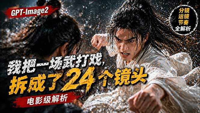用GPT-Image2，把一段武打对决拆成24个连续镜头，从人物建立、动作衔接、运镜节奏，到情绪爆发-小行网创