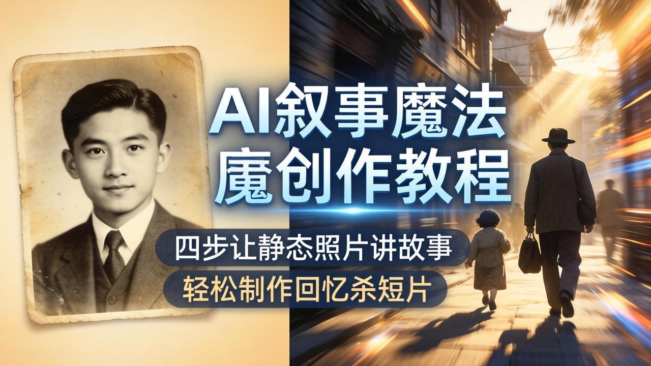 AI叙事魔法创作教程，四步让静态照片讲故事，老照片修复加动态特效，轻松制作回忆杀短片-小行网创