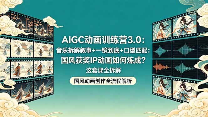AIGC动画训练营3.0：音乐拆解叙事+一镜到底+口型匹配：国风获奖IP动画如何炼成？这套课全拆解-小行网创