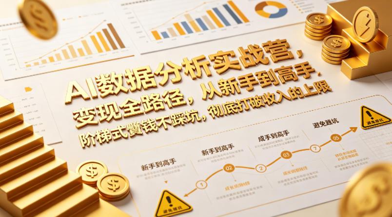 AI数据分析实战营，变现全路径，从新手到高手，阶梯式賺钱不踩坑，彻底打破收入的上限-小行网创
