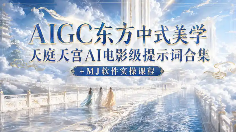 AIGC东方中式美学天庭天宫AI电影级提示词合集+MJ软件实操课程-小行网创