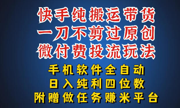 最新黑科技快手搬运带货方法，手机就能操作，轻松带你日入四位数【揭秘】-小行网创