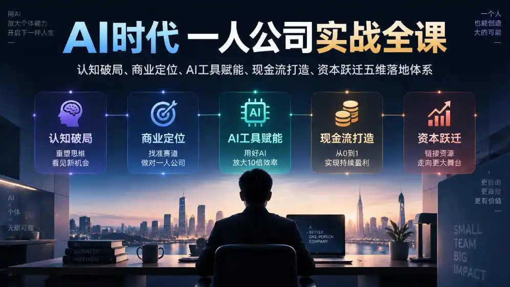 AI时代一人公司实战全课｜认知破局、商业定位、AI工具赋能、现金流打造、资本跃迁五维落地体系-小行网创