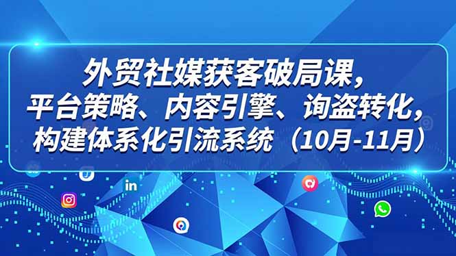 外贸 社媒获客破局课,平台策略、内容引擎、询盘转化,构建体系化引流系统(10月-11月-小行网创